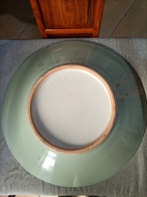 古玩陶瓷豆青釉印花盤拍賣，當前價格10000元