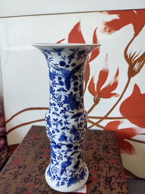 古玩陶瓷花鳥紋青花花觚拍賣,當前價格2980元