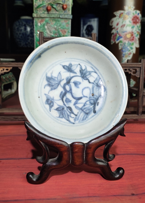 古玩陶瓷明代青花花卉紋盤拍賣,當前價格2800元