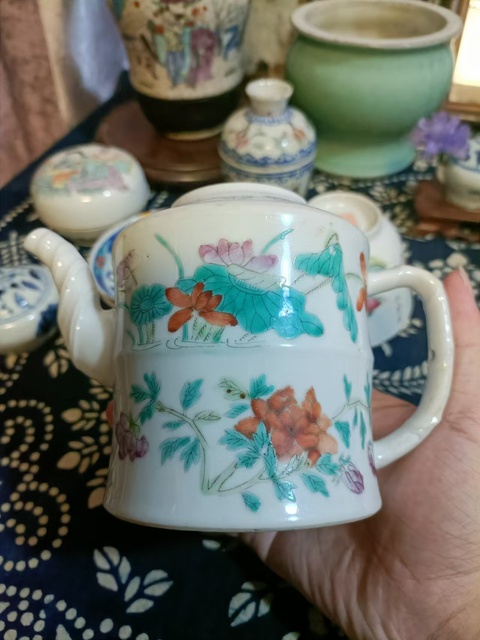 古玩陶瓷晚清花卉紋粉彩執壺拍賣，當前價格4888元