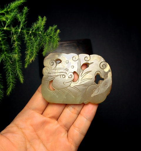 古玩玉器清代和田玉雕“魚化龍”佩拍賣，當前價格3800元