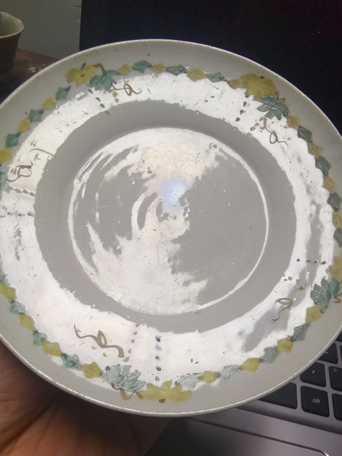 古玩陶瓷清末民初，景德鎮(zhèn)窯口，花卉紋粉彩高足盤拍賣，當前價格666元