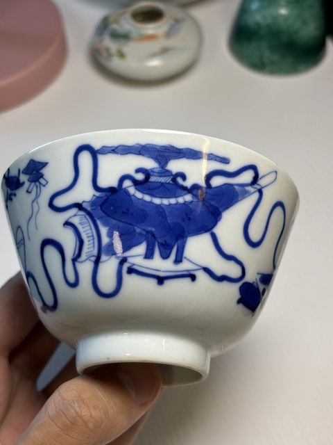 古玩陶瓷青花博古圖茶碗拍賣,當(dāng)前價(jià)格1800元
