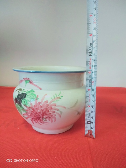 古玩陶瓷清晚釉上彩花卉紋香爐拍賣,當前價格895元