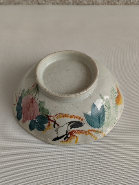 古玩陶瓷粉彩花鳥紋葵口碗拍賣，當前價格298元
