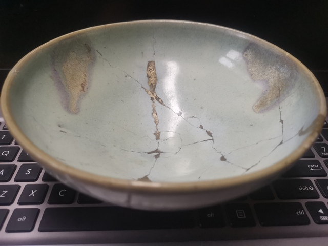 古玩陶瓷精品鈞窯天藍釉紫斑大碗拍賣,當前價格6666元