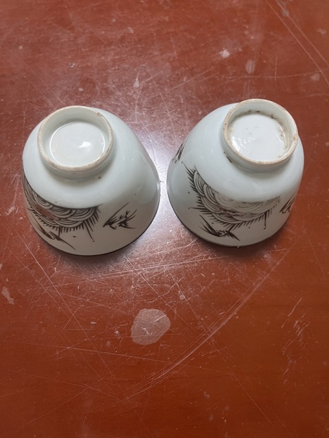 古玩陶瓷民國·一對墨彩海晏河清圖仰鐘杯拍賣，當前價格666元
