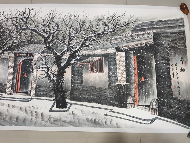 古玩字畫手工托底名家劉海軍 冬趣拍賣,當(dāng)前價格488元