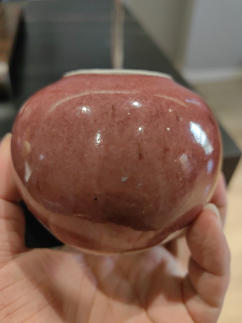 古玩陶瓷清中期霽紅釉水盂拍賣,當前價格8000元