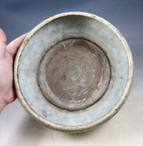 古玩陶瓷清中期淡青釉三乳足缽式香爐拍賣，當前價格1800元