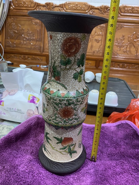 古玩陶瓷哥釉五彩花卉紋花觚拍賣(mài),當(dāng)前價(jià)格2580元