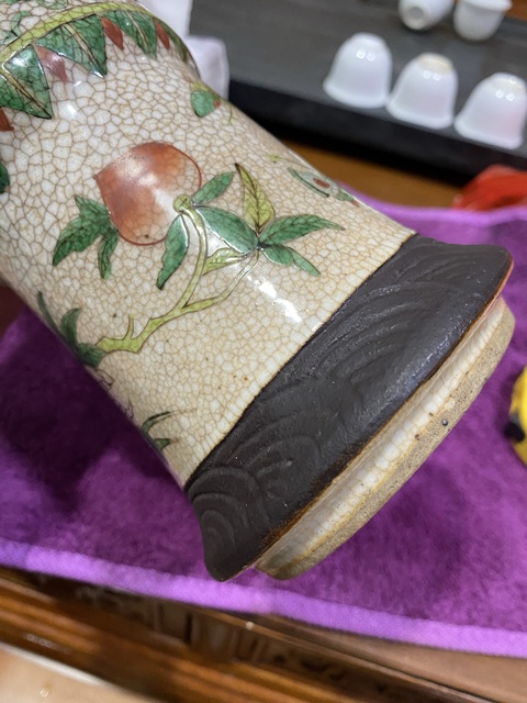 古玩陶瓷哥釉五彩花卉紋花觚拍賣(mài),當(dāng)前價(jià)格2580元
