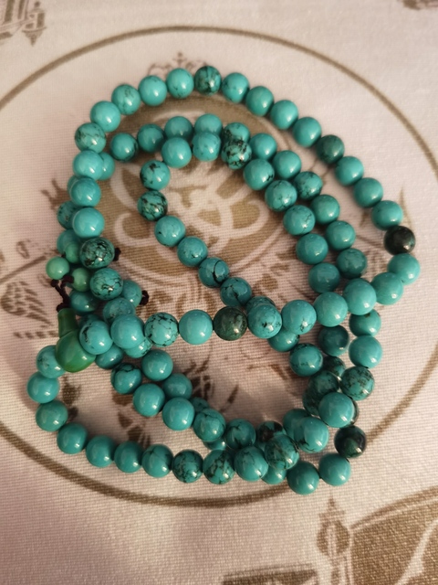 古玩玉器天然綠松石珠串拍賣，當(dāng)前價格800元