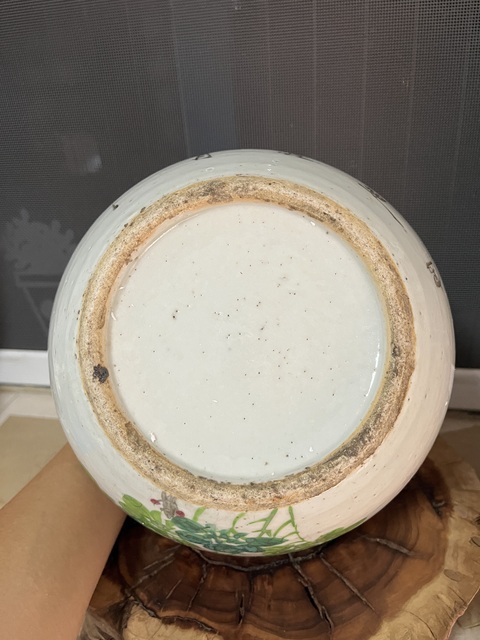 古玩陶瓷民國粉彩花鳥紋西瓜罐拍賣，當前價格680元