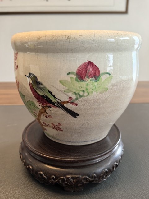 古玩陶瓷粉彩花鳥紋案缸(卷缸)拍賣,當前價格1280元