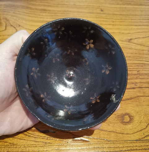 古玩陶瓷黑釉點彩梅花盞拍賣,當前價格4588元