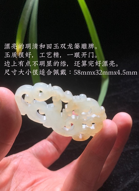 古玩玉器清代精品和田玉雕“雙龍紋佩”拍賣，當(dāng)前價格13000元
