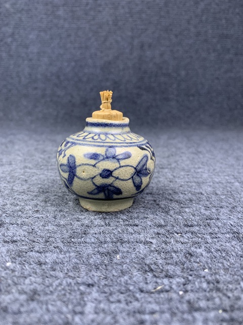古玩陶瓷青花花卉紋水盂拍賣，當前價格1500元