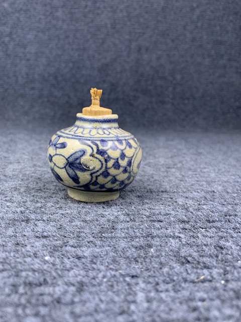 古玩陶瓷青花花卉紋水盂拍賣，當前價格1500元