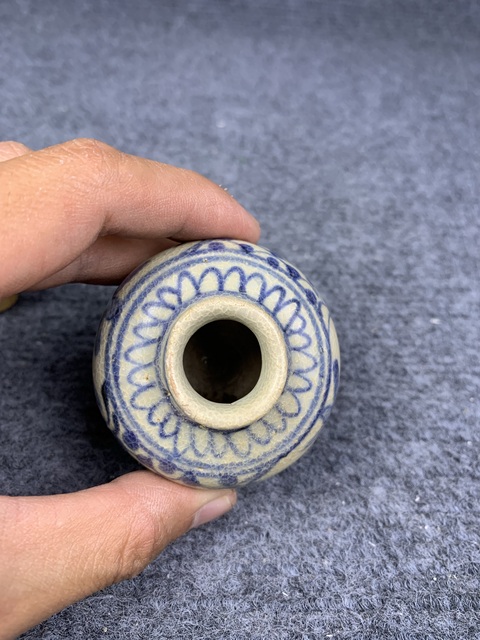 古玩陶瓷青花花卉紋水盂拍賣，當前價格1500元