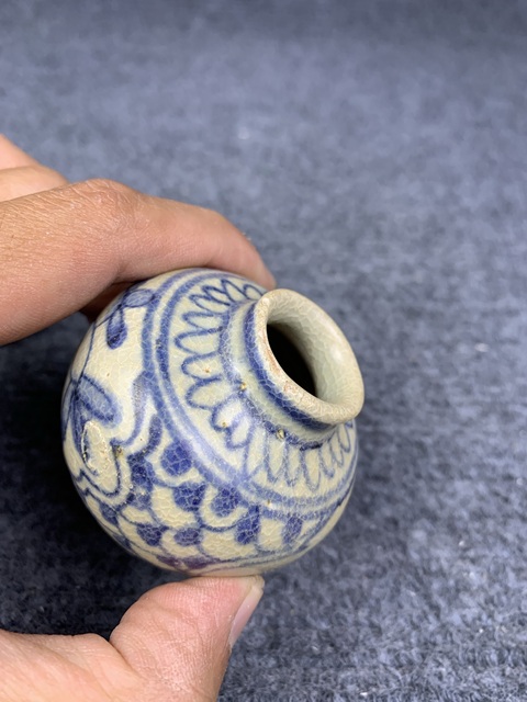 古玩陶瓷青花花卉紋水盂拍賣，當前價格1500元