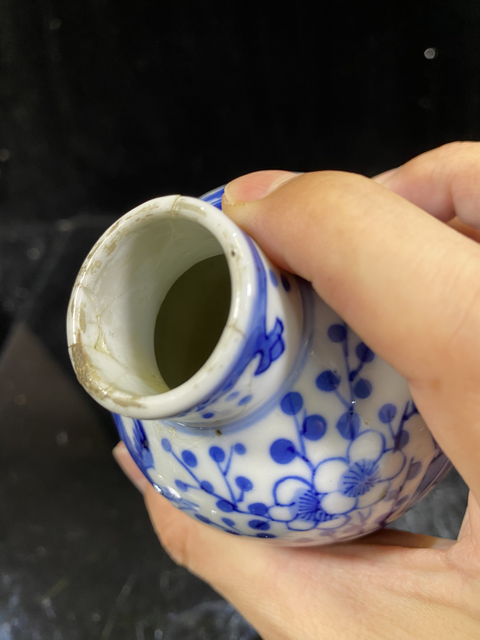 古玩陶瓷【清·光緒 喜報平安青花雞腿蓋瓶】拍賣，當前價格888元