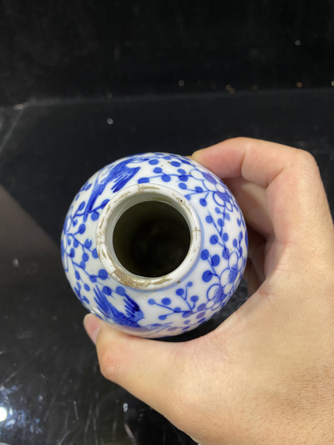 古玩陶瓷【清·光緒 喜報平安青花雞腿蓋瓶】拍賣，當前價格888元