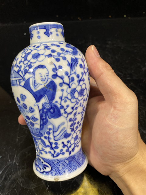 古玩陶瓷【清·光緒 喜報平安青花雞腿蓋瓶】拍賣，當前價格888元