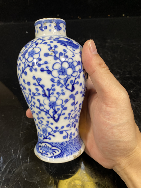 古玩陶瓷【清·光緒 喜報平安青花雞腿蓋瓶】拍賣，當前價格888元