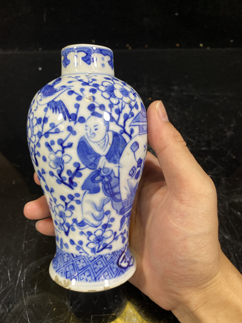 古玩陶瓷【清·光緒 喜報平安青花雞腿蓋瓶】拍賣，當前價格888元