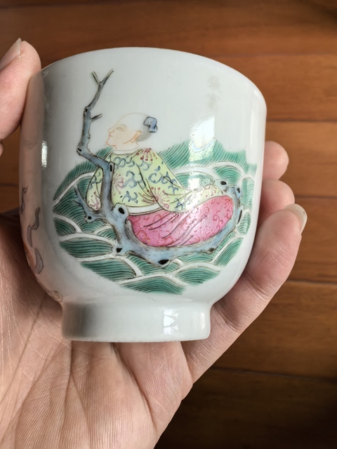 古玩陶瓷粉彩無雙譜人物仰鐘杯拍賣，當前價格6000元