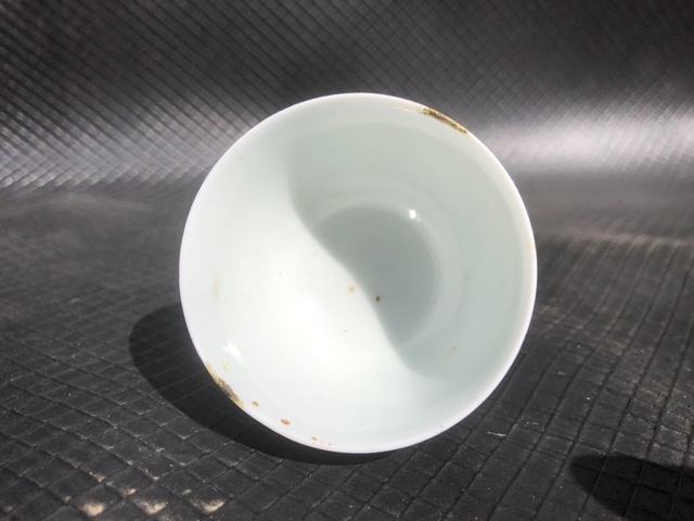 古玩陶瓷明末清初·青花麒麟紋杯拍賣，當前價格1800元