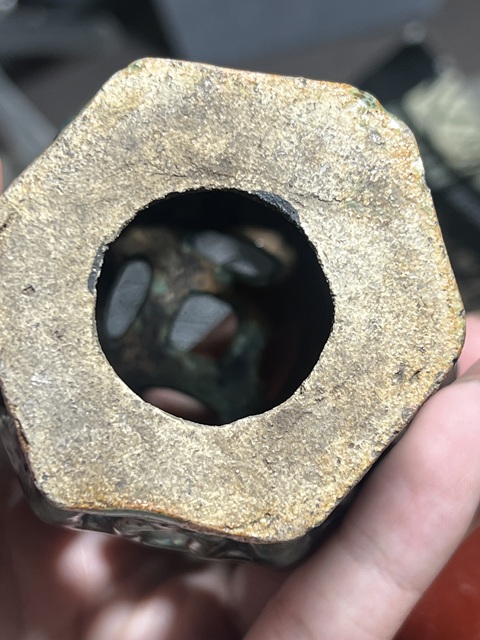 古玩陶瓷清代綠釉鏤空底座拍賣，當前價格880元