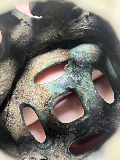 古玩陶瓷清代綠釉鏤空底座拍賣，當前價格880元