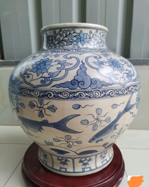 古玩陶瓷魚藻紋青花罐拍賣，當前價格150000元