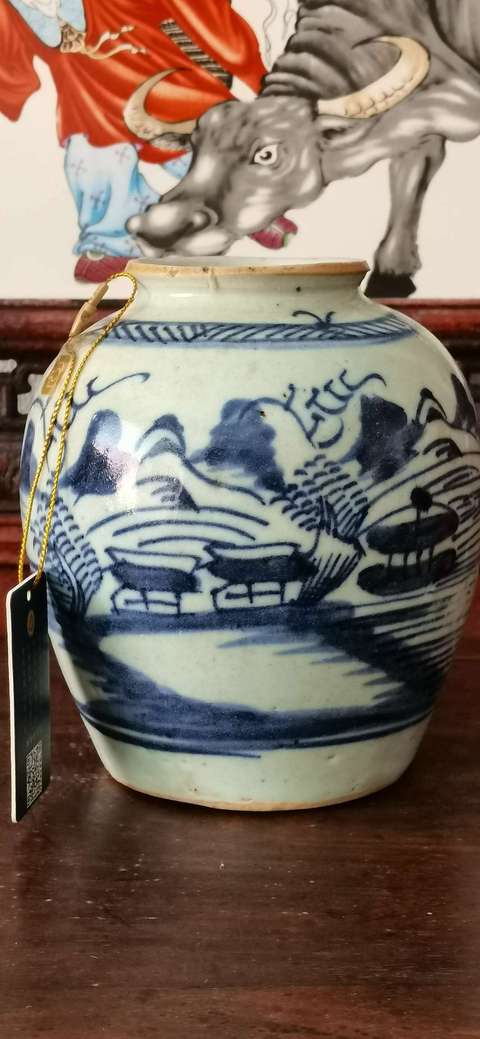 古玩陶瓷青花山水風景紋尊拍賣，當前價格2300元