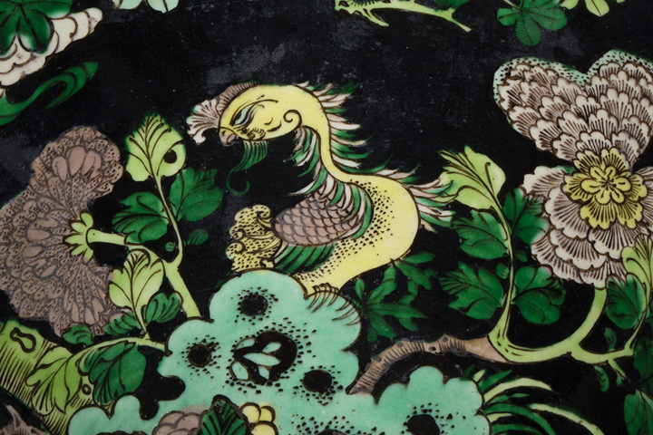 古玩陶瓷清晚·墨地素三彩五倫圖斗笠大碗拍賣,當前價格1258元