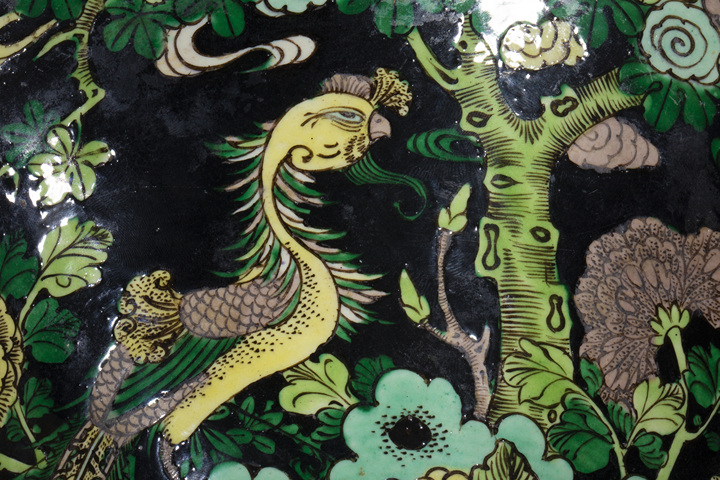 古玩陶瓷清晚·墨地素三彩五倫圖斗笠大碗拍賣,當前價格1258元