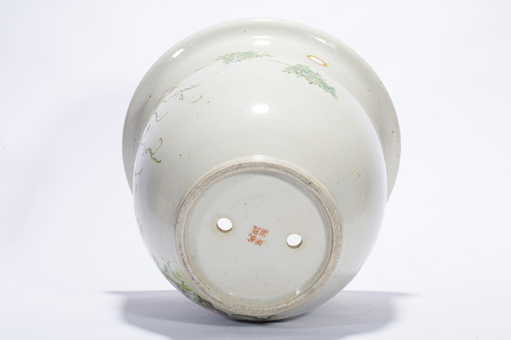 古玩陶瓷民國·粉彩花竹葫蘆紋花盆拍賣,當(dāng)前價(jià)格668元