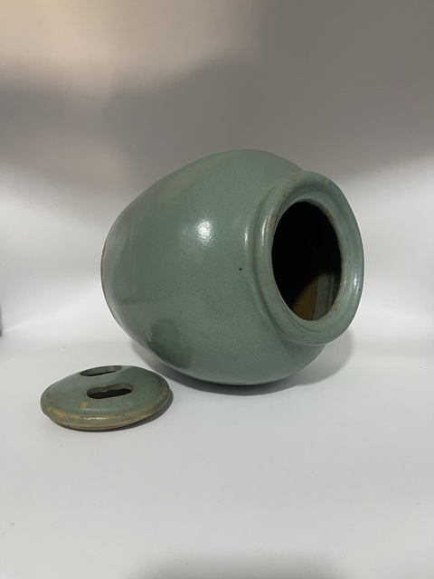 古玩陶瓷清綠釉蓋罐拍賣，當前價格1260元