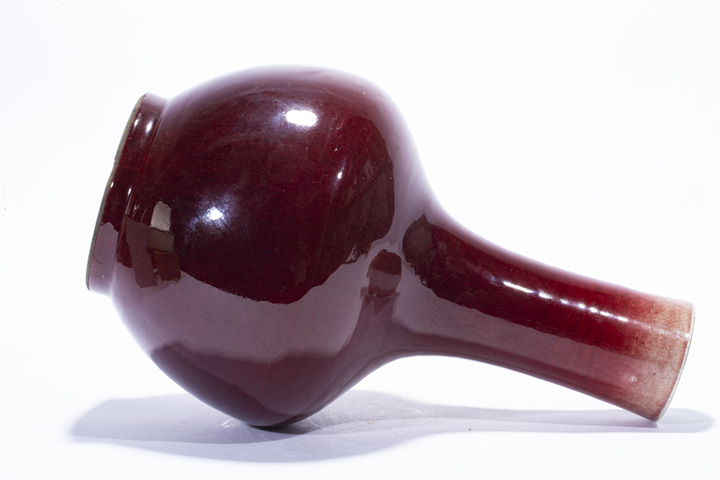 古玩陶瓷清中晚·郎窯紅釉天球瓶真品鑒賞圖