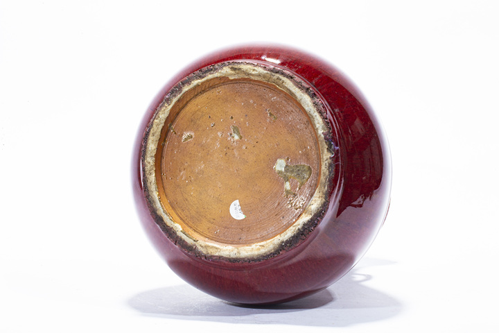 古玩陶瓷清中·窯變紅釉雙耳尊真品鑒賞圖