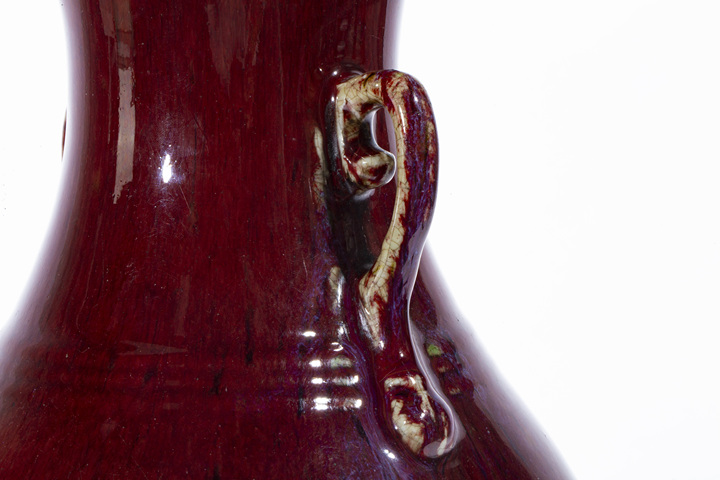 古玩陶瓷清中·窯變紅釉雙耳尊真品鑒賞圖