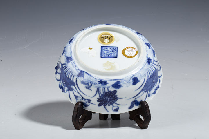 古玩陶瓷晚清·青花蓮池鴛鴦紋蓋碗拍賣,當前價格418元