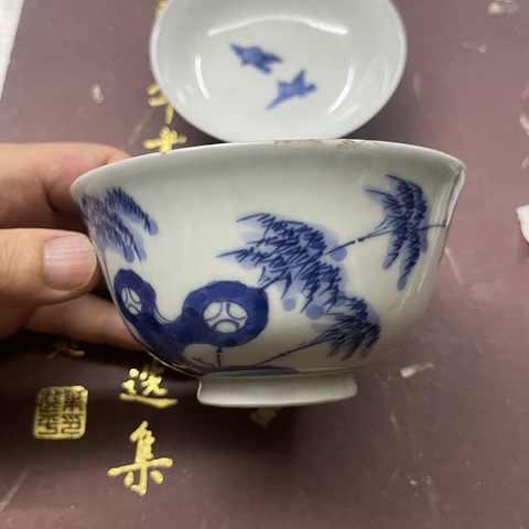 古玩陶瓷青花花鳥花卉紋蓋碗拍賣,當前價格460元
