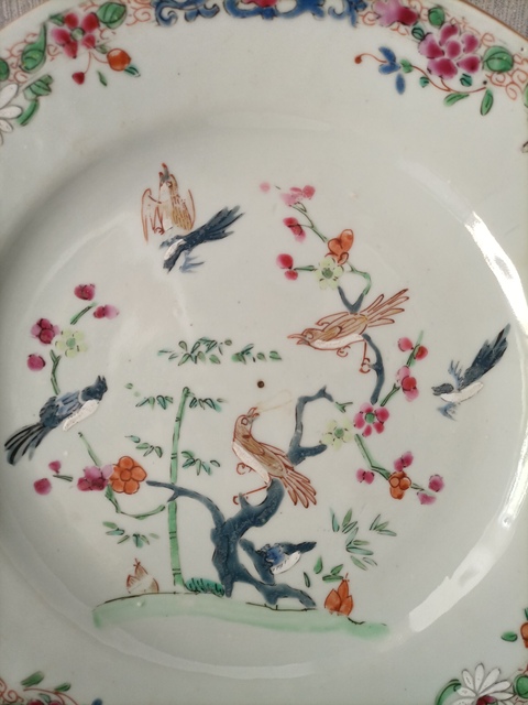 古玩陶瓷粉彩花鳥紋盤拍賣,當前價格2980元