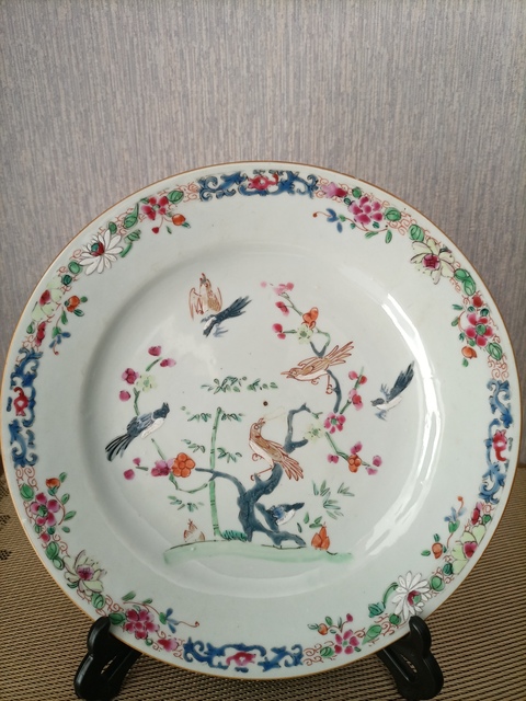 古玩陶瓷粉彩花鳥紋盤拍賣,當前價格2980元
