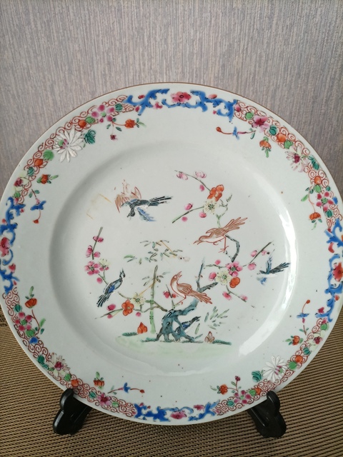 古玩陶瓷粉彩花鳥紋盤拍賣,當前價格2980元