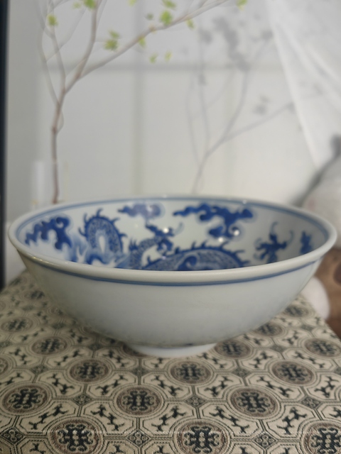 古玩陶瓷康熙龍紋青花碗拍賣,當前價格13000元