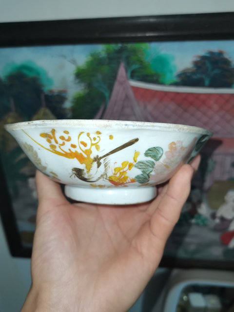 古玩陶瓷民國.粉彩花鳥紋葵口碗拍賣,當(dāng)前價格85元